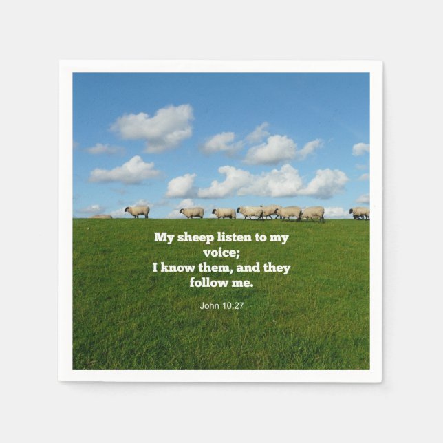 Bibelversen, John 10:27, mina får... Pappersservett (Framsidan)
