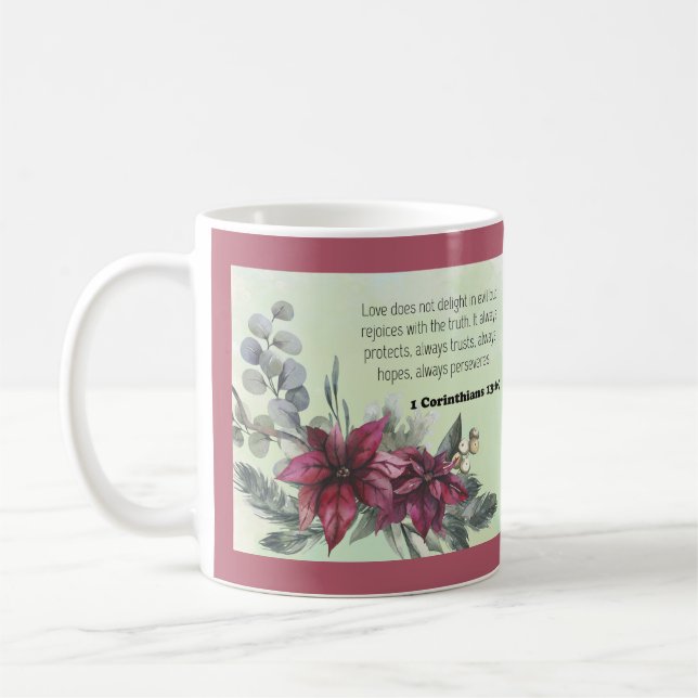 Bibelverterad blommigt kaffemugg (Vänster)