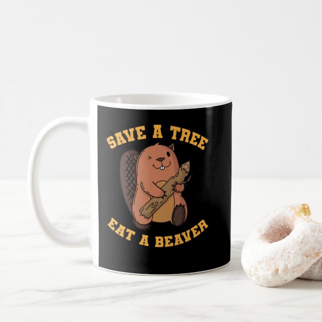 Biber Save a Tree Eat Beaver Kaffemugg (Med munk)