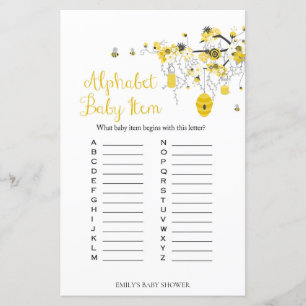 Bibi baby shower-spel - ABC baby-föremål spel