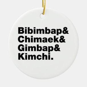 Bibimbap & Chimaek & Gimbap & Kimchi. Koreanska Ma Julgransprydnad Keramik