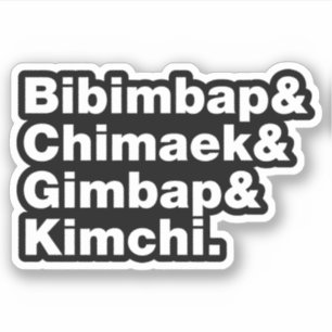 Bibimbap & Chimaek & Gimbap & Kimchi. Koreanska Ma Klistermärken