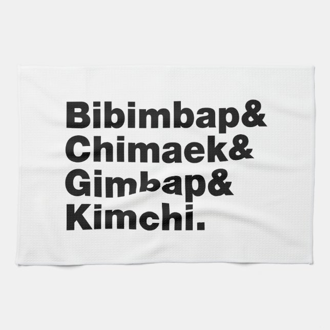 Bibimbap & Chimaek & Gimbap & Kimchi. Koreanska Ma Kökshandduk (Horisontell)