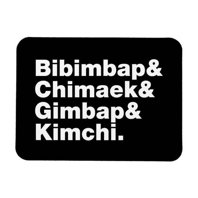 Bibimbap & Chimaek & Gimbap & Kimchi. Koreanska Ma Magnet (Horisontell)