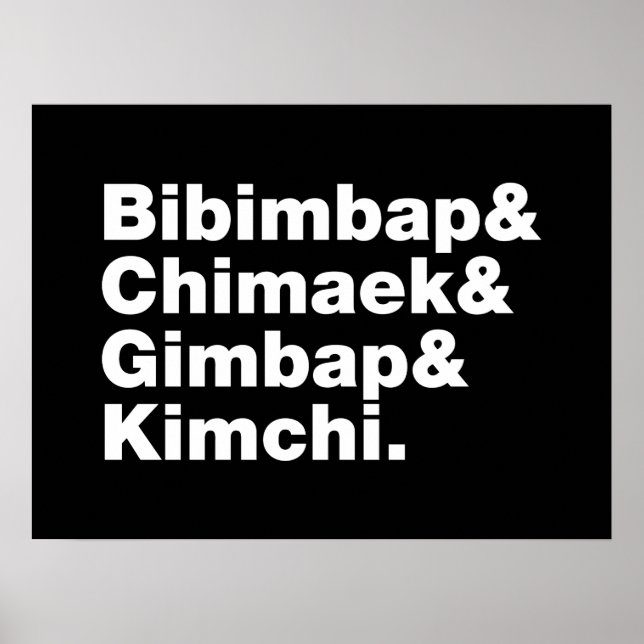 Bibimbap & Chimaek & Gimbap & Kimchi. Koreanska Ma Poster (Framsidan)