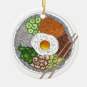 Bibimbap koreansk Food Cooking Cuisine Ris Egg Dis Julgransprydnad Keramik