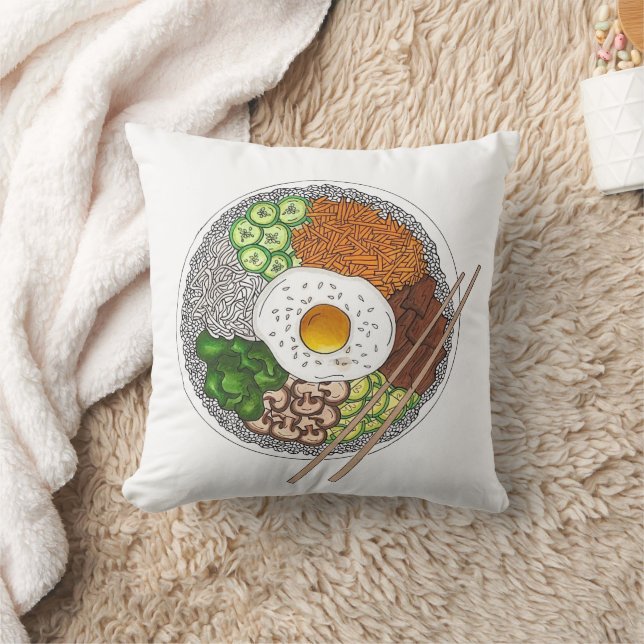 Bibimbap koreansk Food Cooking Cuisine Ris Egg Dis Kudde (Filt)
