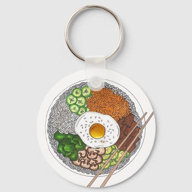 Bibimbap koreansk Food Cooking Cuisine Ris Egg Dis Nyckelring (Framsida)