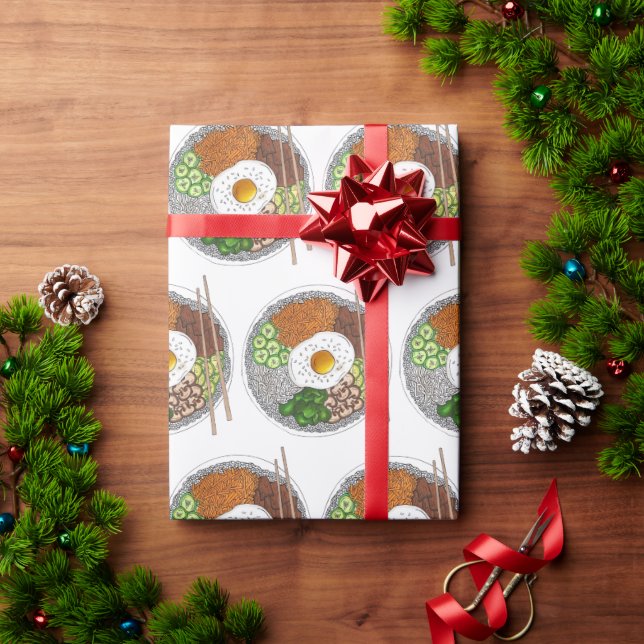 Bibimbap koreansk Food Cooking Cuisine Ris Egg Dis Presentpapper (Julgåva)