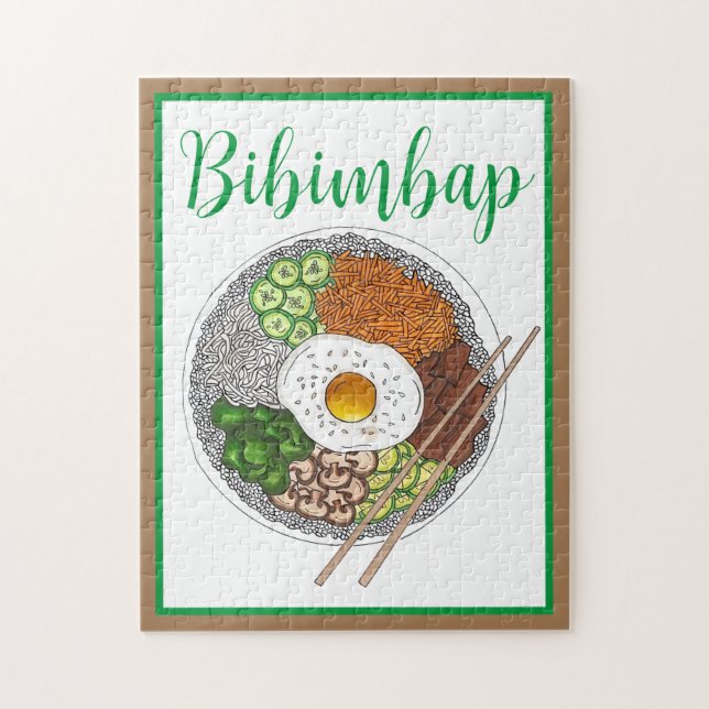 Bibimbap koreansk Food Cooking Cuisine Ris Egg Dis Pussel (Vertikal)