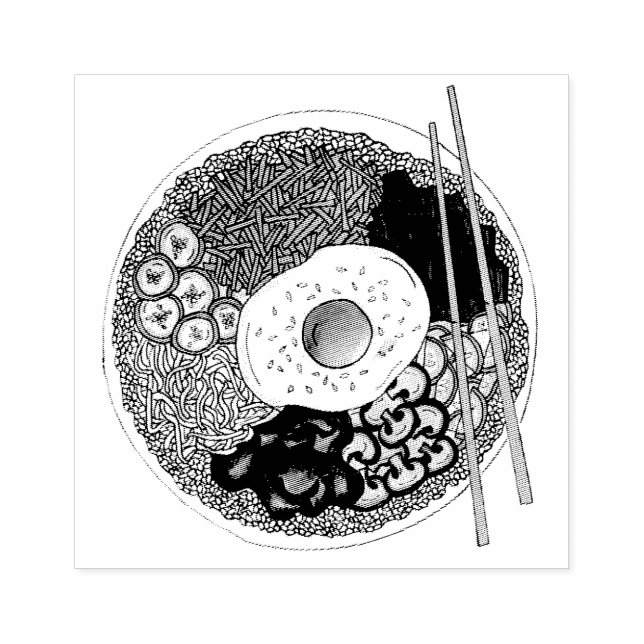 Bibimbap koreansk Food Cooking Cuisine Ris Egg Dis Stämpel (Tryck)