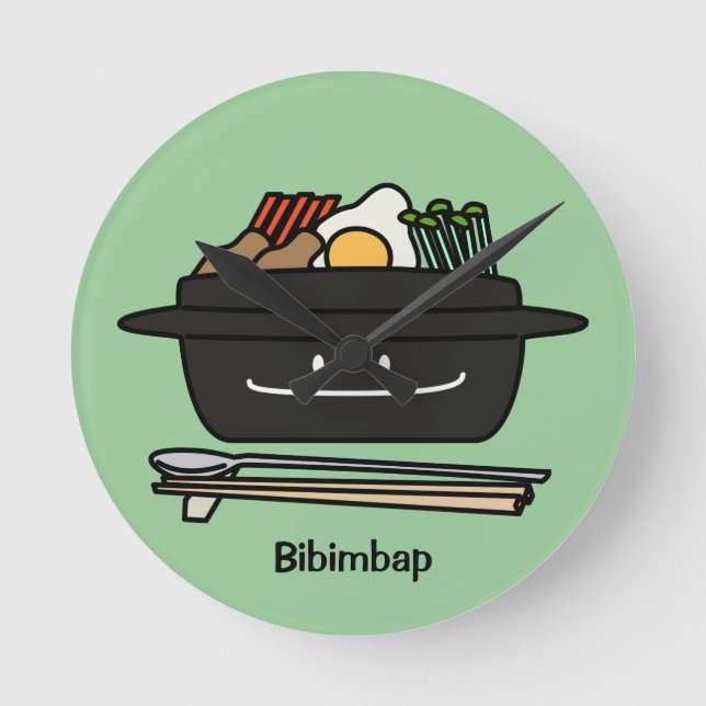Bibimbap Koreanska risets skålsäktsägg Rund Klocka (Framsida)