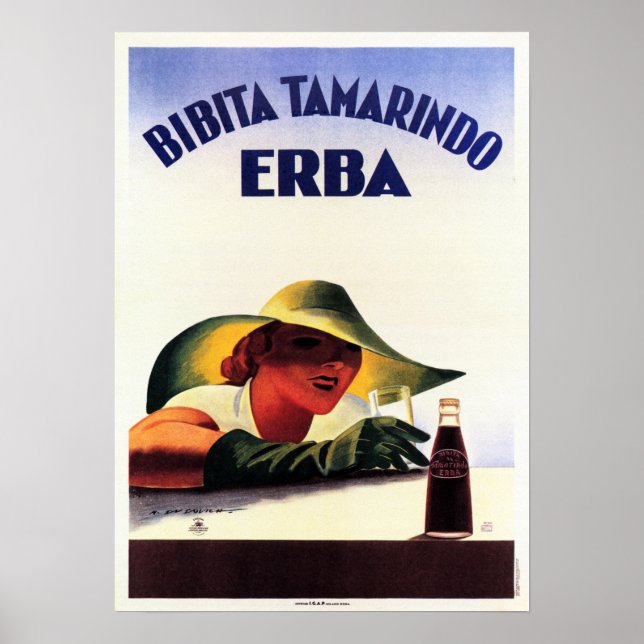 Bibita Tamarindo ERBA Soda Drink Marcelo Dudovich Poster (Framsidan)