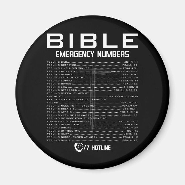 Bible Akut Hotline Numbers - Coola Christian Magnet (Framsidan)