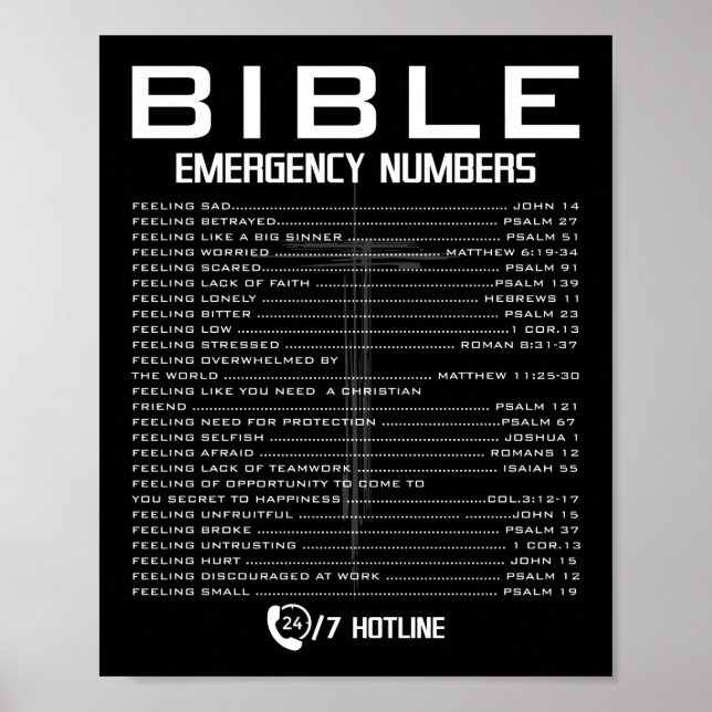 Bible Akut Hotline Numbers - Coola Christian Poster (Framsidan)