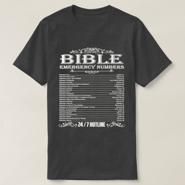 Bible Akut Hotline Numbers Coola Christian T Shirt (Design framsida)