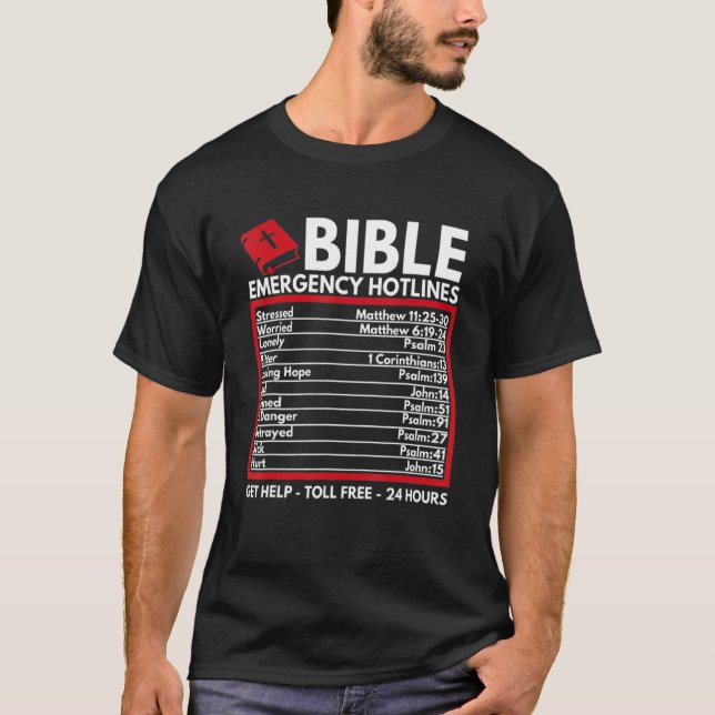 Bible Akut Numbers Hotline Christian Faith W T Shirt (Framsida)