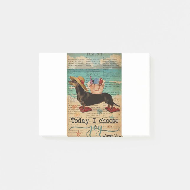 Bible Beach Life Joy Dachshund Post-it Block (Framsida)