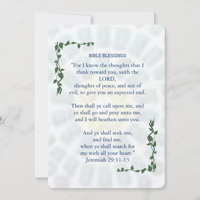 BIBLE BLESSINGS Jeremiah 29 Promise Card Tack Kort (Framsida)