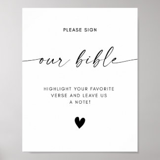 Bible Bröllop Guestbook-tecken Poster