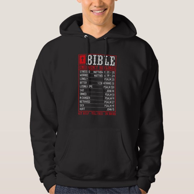 Bible Emergency Hotline Christian Bible Verses Scr Hoodie (Framsida)