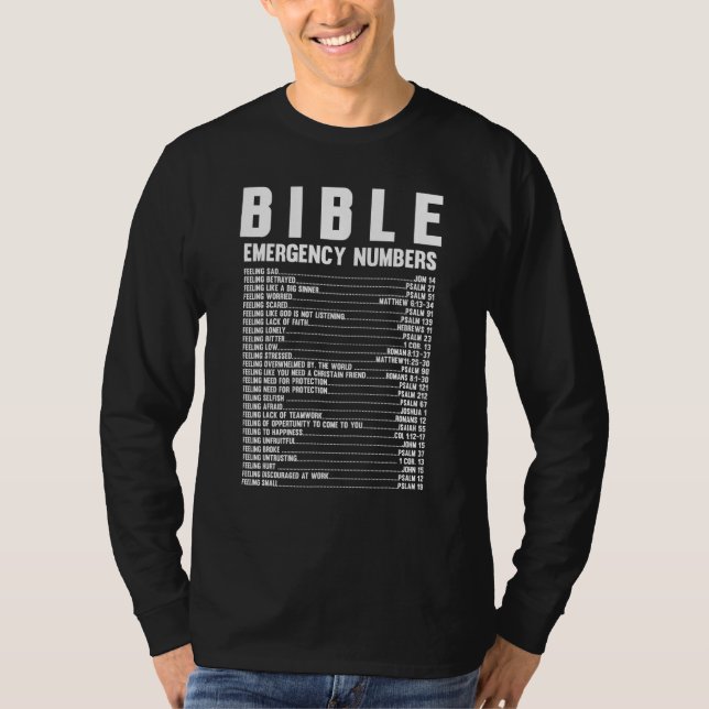 Bible Emergency Hotline Numbers  Bible Verse T Shirt (Framsida)