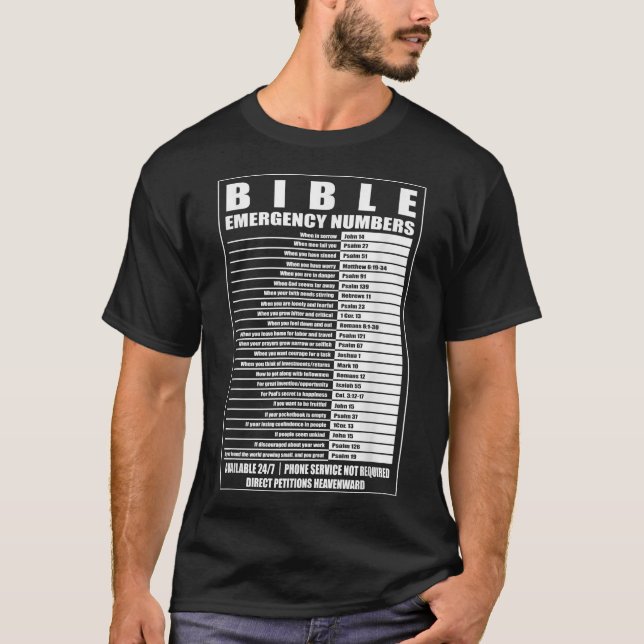 Bible Emergency Numbers  Religious Christian Tee  (Framsida)