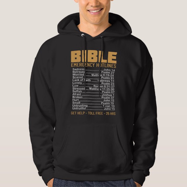Bible Emergency Numbers Verse God Jesus Faith Chri Hoodie (Framsida)
