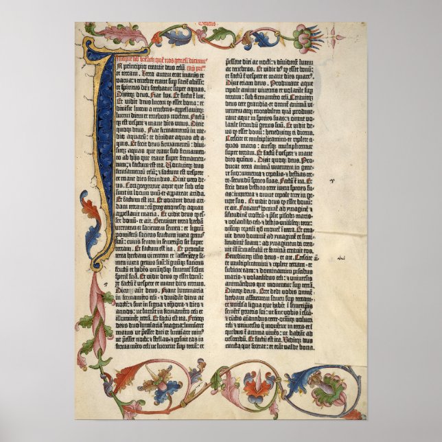 Bible genesis Gutenberg s. 1 Poster (Framsidan)
