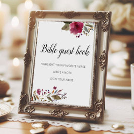 Bible Guest Bok Burgundy Flowers Bröllop Poster
