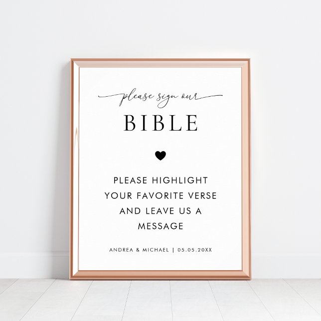 Bible Guestbook Bride Groom Prayers Bröllop-tecken Poster (Skapare uppladdad)