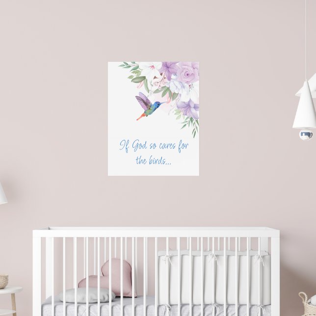 Bible Inspired Quote   Flowers Hummingbird Bird Poster (Barnkammare 2)