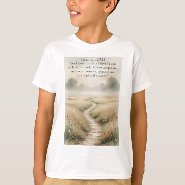 Bible Jeremiah 29:11 Christian Kid's Tee Shirt (Framsida)