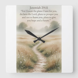 Bible Jeremiah 29:11 Christian Wall Clock Fyrkantig Klocka
