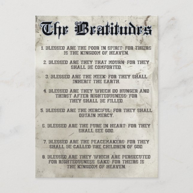 Bible Matthew 5 Beatitudes Sermon på berget Vykort (Framsida)