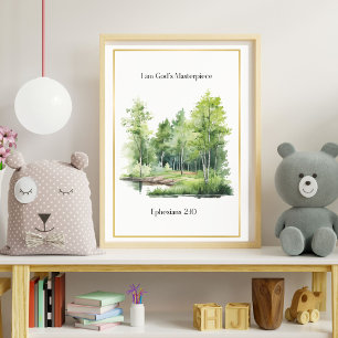Bible Nursery Decor, Woodland Templantskolor Fototryck