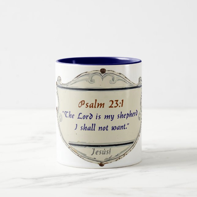Bible Psalm 23:1 Shield Coffee Mug Två-Tonad Mugg (Center)