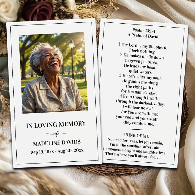 Bible Psalm Memorial Photo Prayer Card Visitkort (Skapare uppladdad)