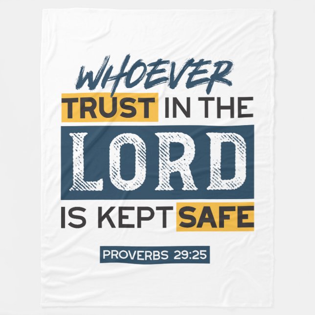 Bible Quote Art - Proverbs 29:25 Trust in God Fleecefilt (Framsidan)