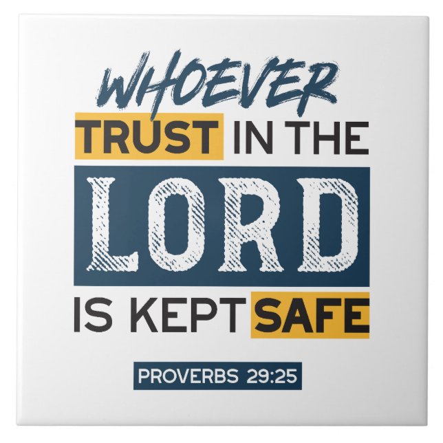 Bible Quote Art - Proverbs 29:25 Trust in God Kakelplatta (Framsidan)