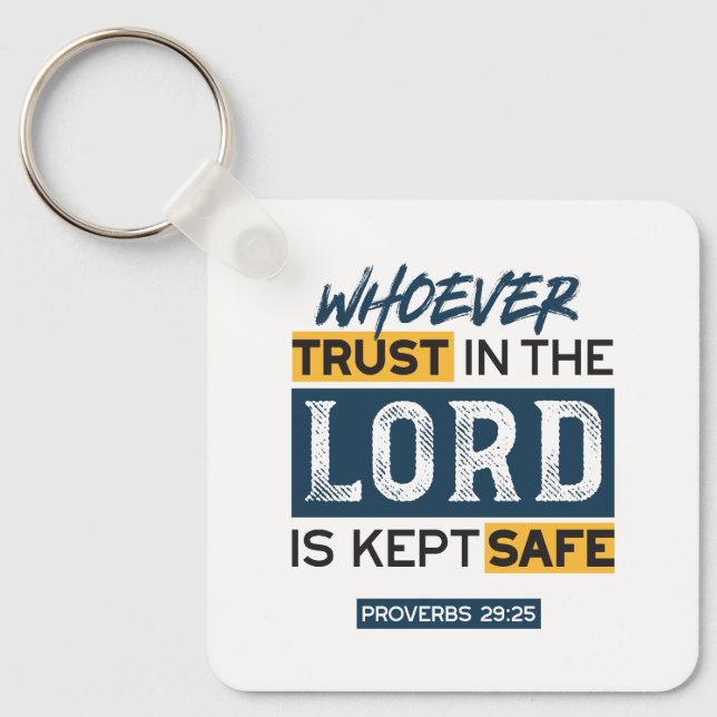 Bible Quote Art - Proverbs 29:25 Trust in God Nyckelring (Framsida)