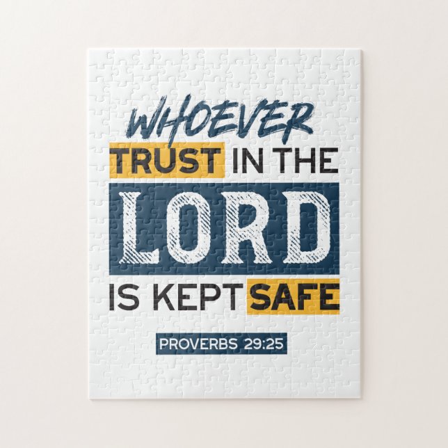 Bible Quote Art - Proverbs 29:25 Trust in God Pussel (Vertikal)