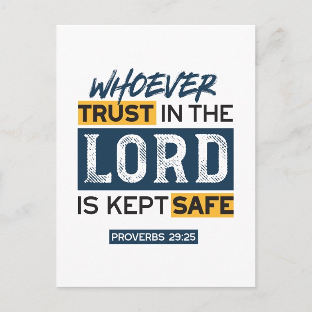 Bible Quote Art - Proverbs 29:25 Trust in God Vykort (Framsida)