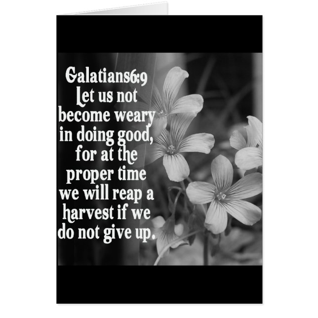 BIBLE SCRIPTURE GALATIANS 6:9 HÄLSNINGSKORT (Framsidan)