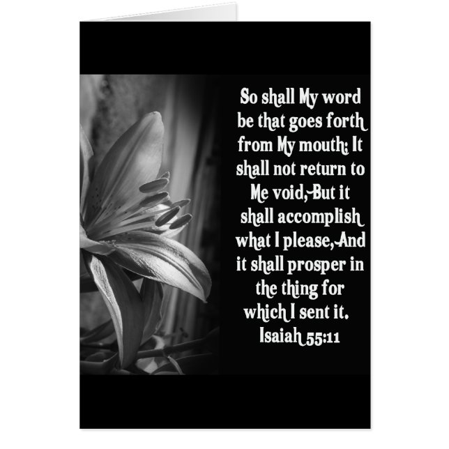 BIBLE SCRIPTURE ISAIAH 55:11 HÄLSNINGSKORT (Framsidan)