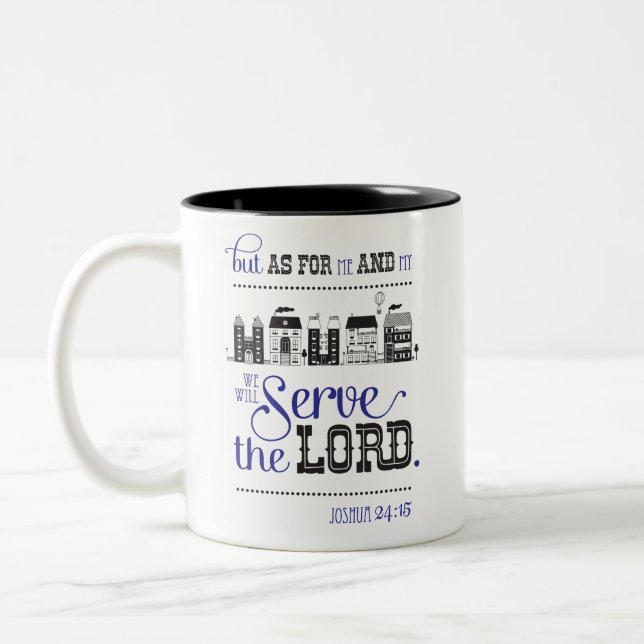Bible Scripture Mug For Me And My House Joshua 24 Två-Tonad Mugg (Vänster)