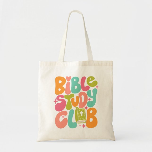 Bible Study Klubb Retro Tote Bag Tygkasse (Framsidan)