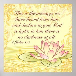 Bible Verse 1 John 1:5 Vatten Lily Flower Scriptur Poster