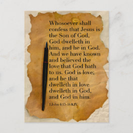 Bible Verse 1 John 4:15-16 KJV-vykort Vykort