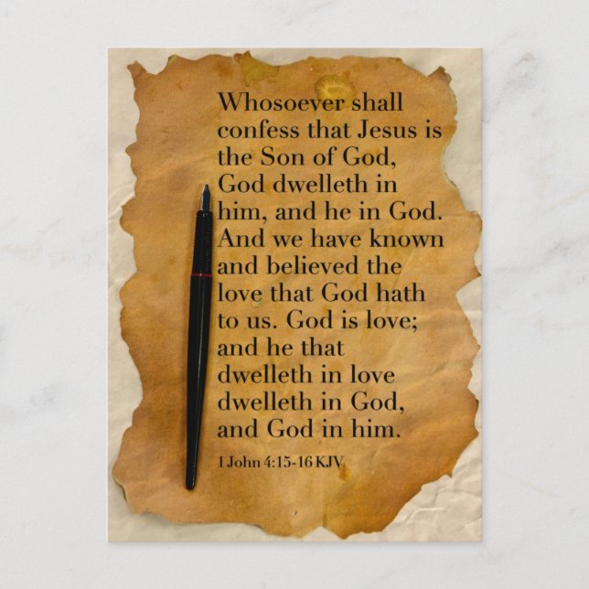 Bible Verse 1 John 4:15-16 KJV-vykort Vykort (Framsida)